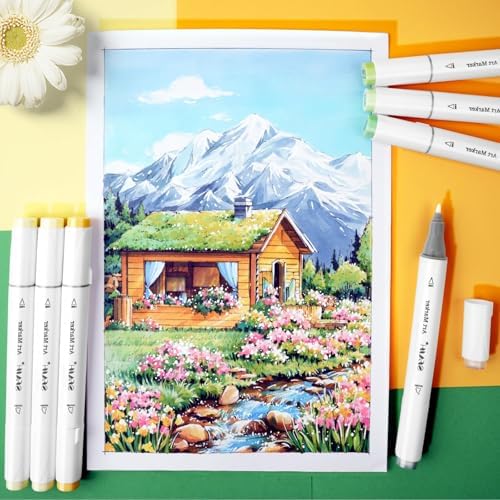 SFAIH 72 Alcohol Markers for Relaxing Coloring, Dual Fine & Chisel Art Set | Stress Relief & Self-Care, Quick-Dry, No Bleed, Blendable, Adult Coloring, Mandalas, Patterns, Premium Case, Gift-Ready
