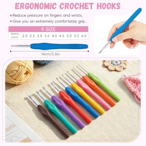 GMAK Crochet Kit for Beginners Adults, All in One Crochet Set Include Yarns