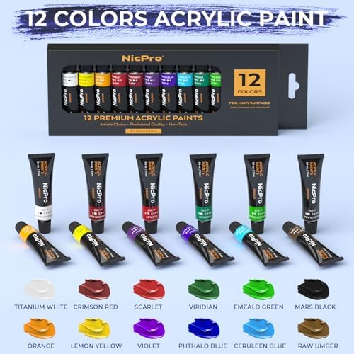 Nicpro 34PCS Kids Painting Set with Pattern Canvas for Beginner Students