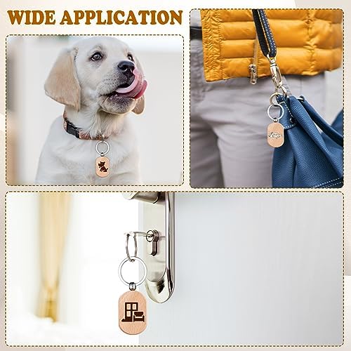 Wooden Keychain Blanks 100 Pcs Wood Key Chain Tags Bulk