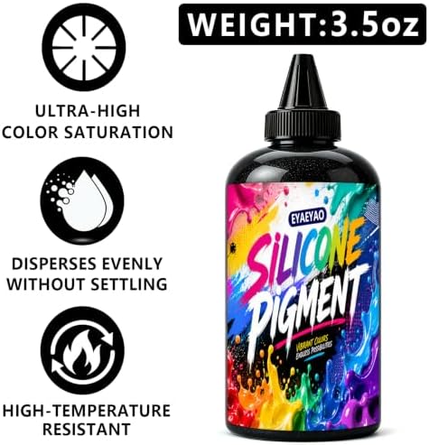 EYAEYAO Silicone Rubber Pigment - Black Paste Silicone Coloring Dye for Mold Making, Molding and Casting - Vibrant Color Pigment for Epoxy Resin Molds Making, Statues DIY Crafting (Black, 3.5 oz)