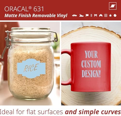 ORACAL 631 Matte Powder Blue Vinyl Durable Roll Easy to Weed Permanent Adhesive Craft Vinyl for Plotting Machines, Decals & DIY Projects 12” x 10ft