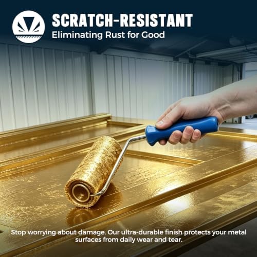 Gold Metal Paint, Gold Paint for Metal, Anti Rust Enamel Multi Surface Acrylic Gold Paints Refinishing Kit for Metals, Gate, Fence, Railing, Craft, Wood, Walls, High Heat Resistant 5.3oz