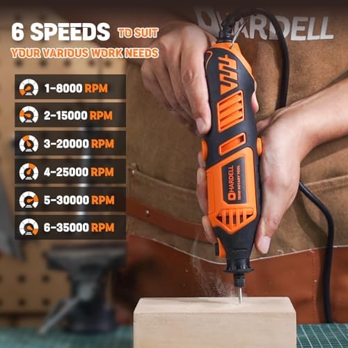 HARDELL 180W Corded Rotary Tool Kit, 8000-35000 RPM 61 Accessories for DIY | Powerful 180W Rotary Tool Kit for Cutting, Sanding, Grinding, Polishing, Engraving & Drilling