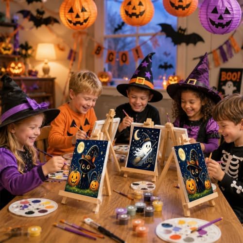 2 Pack Halloween Paint by Numbers Kit for Kids with Frame, Gift, 8x8 In