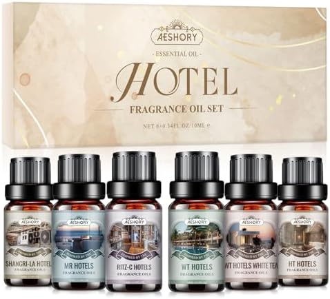 Hotel Diffuser Oils Gift Set - 6x10ML Luxury Fragrance Oil Blend, Hotel Scent Essential Oils Set for Diffuser, Candle, Soap Making Scents