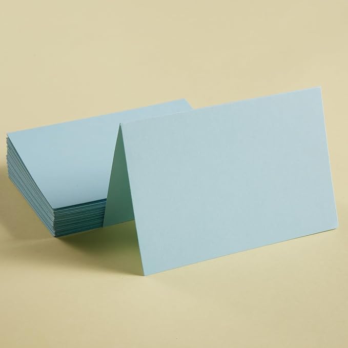 50 Pack Blank Folded Cardstock Cards, Light Blue, 5x7