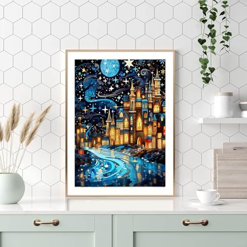 Lophomie Diamond Art Kits for Adults, 5D Starry Night Diamond Painting Kits