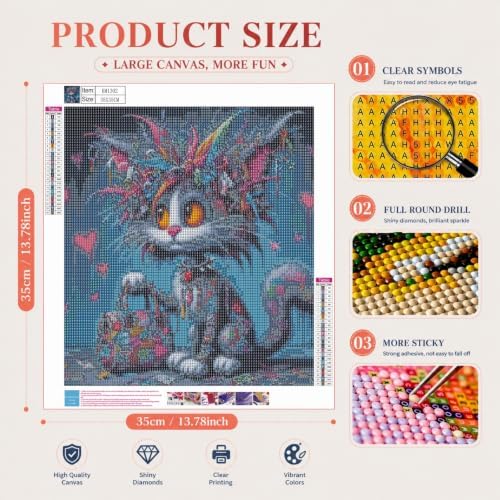 DOTSTART Colorful Cat Diamond Art Kits for Adults, Full Drill Gem Painting