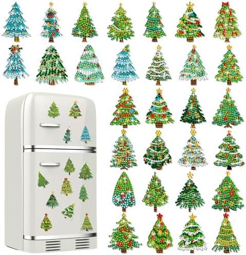 Motipuns 30 Pcs Diamond Magnets,Christmas Tree,Green