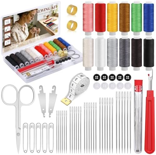 SHWAKK Sewing Kit for Adults, Stainless Steel Needles for Hand Sewing