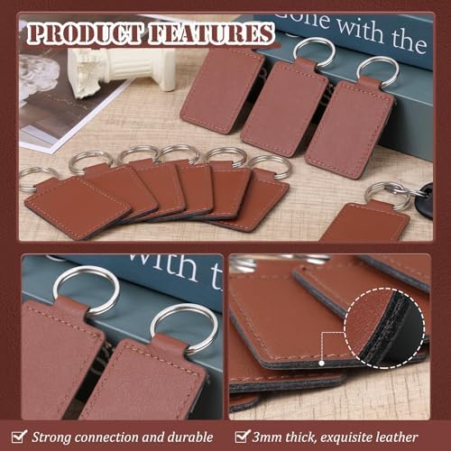10 Pcs Leather Key Fob, PU Leather Keychains Laser Engraving Blanks