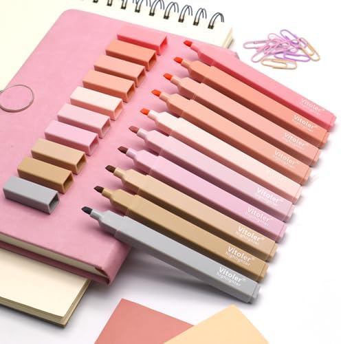 Vitoler Highlighters Assorted Colors,10pcs Cute Pastel for Office School | Aesthetic,long lasting ,high quality,no smudge for bible study,books,journal,writing