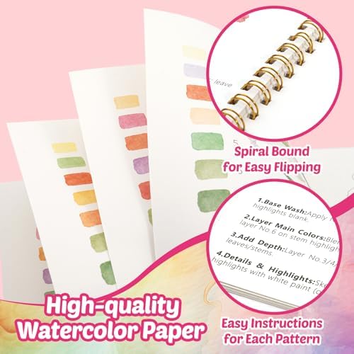 Watercolor Workbook for Adult Beginner, Flower Water Coloring Book