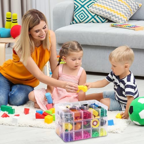 Bead Organizer 7 Tier 70 grid Stackable Craft Tackle Storage Container | Stackable 7-Tier Design, 70 Compartments, for Beads Washi Tape Toys Crafts and Sewing Supplies