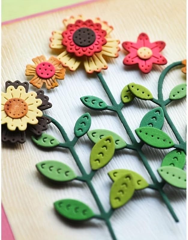 Lapoo Flowers Cutting Die for Scrapbooking - Durable Metal Cutting Die for DIY Scrapbook Photo Album Decorative Paper Card, Metal Card Making Supplies (Colorful Small Flowers 3.7 x 2.6 in)