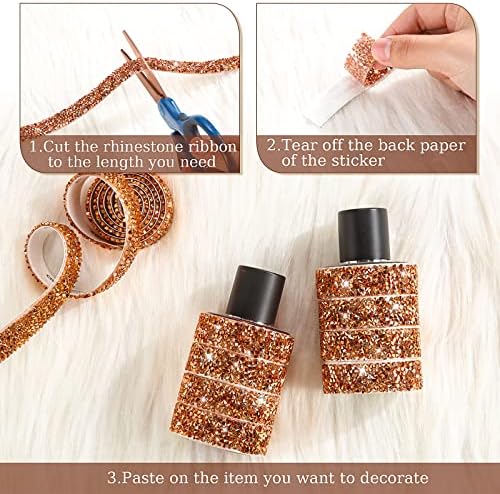 Xinnun 5 Rolls Rhinestone Ribbon,Bright Colors,0.59 Inch,Basic Style