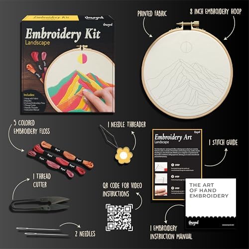 Unwynd Embroidery Kit Landscape for Adults and Beginners,Cross Stitch Craft