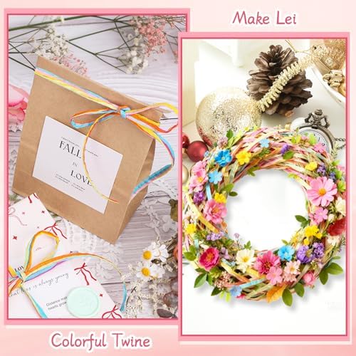 woric Colored Raffia Ribbon, 394 ft Paper 6 Colors Craft Ribbon
