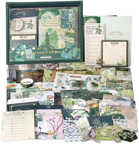 Draupnir Scrapbooking Supplies Kit,Vintage Botanical Aesthetic Scrapbook Kit for Junk Journal, Stationery,Bullet A6 Grid Notebook DIY Scrapbook Birthday Craft Gift for Teen Girl Kid Women