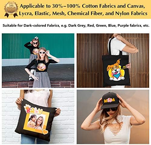 TransOurDream Heat Transfer Paper for Dark Fabric (100 Sheets, 8.5x11) Printable Heat Transfer Vinyl for T-Shirts Iron on Transfers for Inkjet Printer