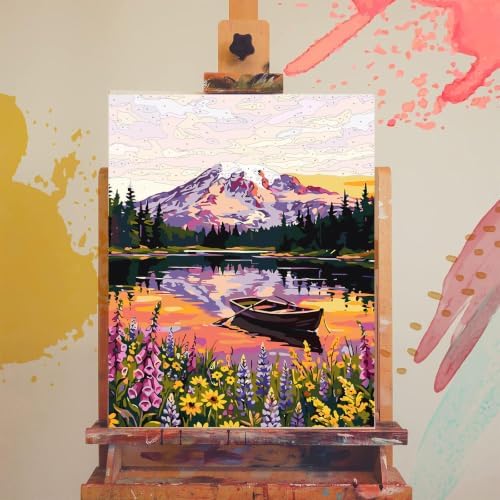 xackcme Mountain Paint by Numbers for Adults - Lake Scenery Paint by Numbe