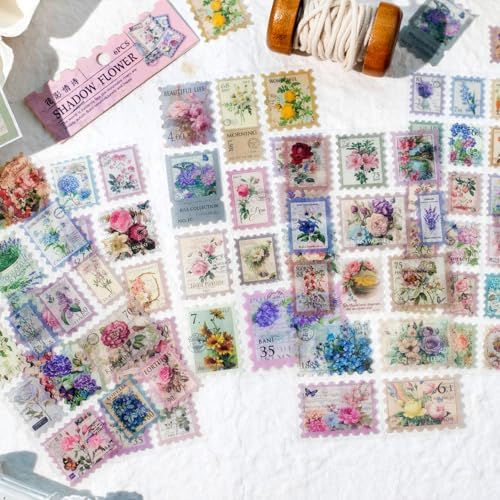 24Pcs Retro Stamp Washi Stickers, Vintage Stickers for Scrapbooking, DIY Crafts, Journaling Supplies & Junk Journal Ephemera