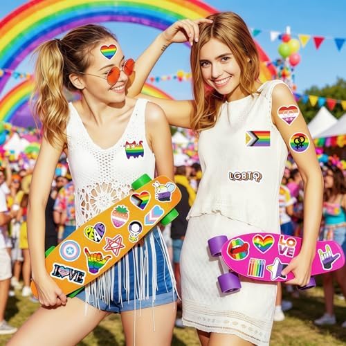 300 PCS Pride Stickers Bulk, Mixed All Kinds of LGBTQ+ Stickers for Trans Lesbian LGBTQ Bi, Gay Pride Accessories, Rainbow Stickers for Pride Month Decorations & Party Supplies(No Duplicates)