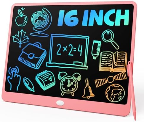 TEKFUN 16inch LCD Writing Tablet Drawing Board, Teen Girl Boy Gifts Age 10 and Up, Birthday Gifts for All Age Groups, Erasable Writing Tablet for Business Meeting (Pink)
