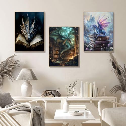 EIBEILI Diamond Painting Kits for Adults - 3 Pack Dragon Artwork DIY 5D Diamond Art Kits Full Drill Diamond Dots Paintings with Diamonds Gem Art and Crafts Home Decor 12x16inch