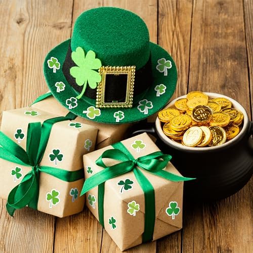 LINAYE St. Patrick's Day Stickers & Labels Bulk, 1500PCS Shamrock Stickers for Kids & Adults, 24 Sheets for Cards & Envelopes, Party Supplies