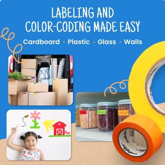 Craftzilla Colored Masking Tape, 11Rolls 275 Yards Total, for Arts & Craft