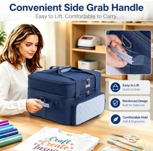 AMOIGEE Double-Layer Carrying Case, Craft Organizer for Cricut Accessories