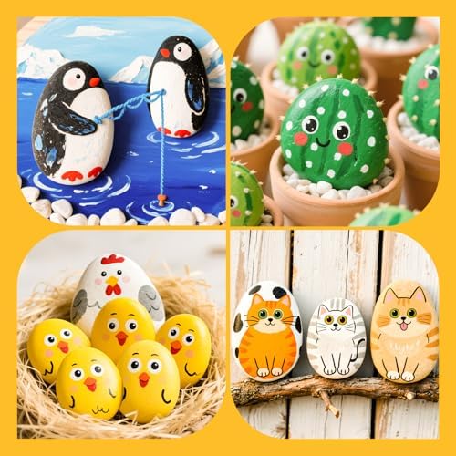 Simetufy 30Pcs Large Rocks for Painting 3.3-4.5Inch Natural River Stones (Pack of 2)