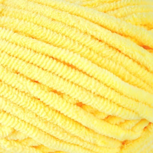Loops & Threads Demi Purl Yarn – Super Bulky 100% Polyester, Soft Plush Chenille Yarn for Knitting & Crochet, Ideal for Blankets, Hats, Scarves & Crafts, Pale Banana