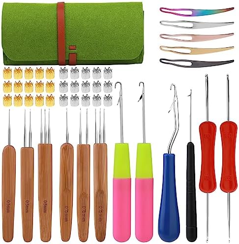 QMNNMA Crochet Needle for Loc, 48 Pcs Dreadlock Crochet Hook for Hair
