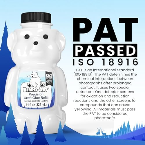 Bearly Art Precision Craft Glue Refill 11 fl oz Archival Dries Clear | Acid Neutral Archival Safe, Dries Clear, Freeze stable, Wrinkle & Crack Resistant, Strong Flexible Hold Formula, Made in USA