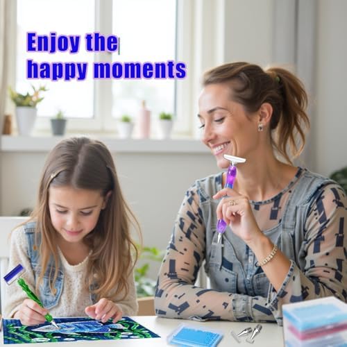 Huanlys Diamond Art Pens Tools Diamond Painting Accessories Kits with Screw Steel Rose Gold Metal Tip Nibs Placers Roller Tool Accessories (Green Silver)