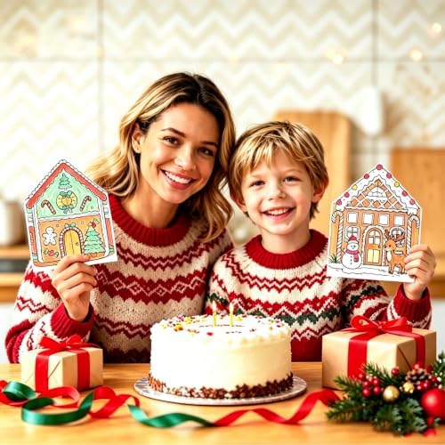 VYRANA Christmas DIY Coloring Greeting Cards, 20Pcs Holiday Blank Art Paper Cards for Kids Adults, Festive Xmas Party Craft Supplies, Gift Ideas for Mom, Friends, Thank You & Greeting Card Collection