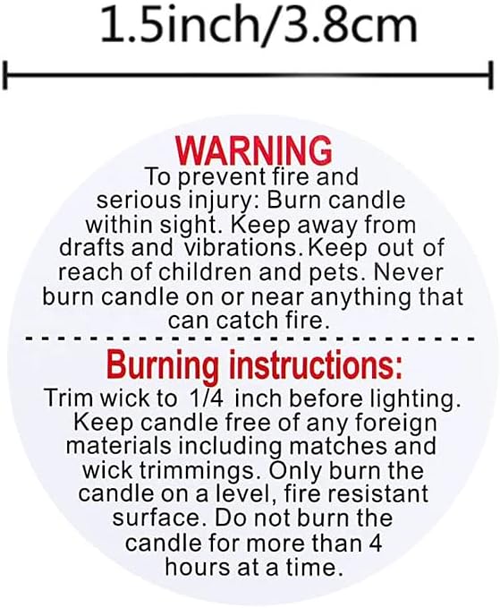 500 Pieces White Warning Labels, 1 Inch Jar Container Stickers for Candle Making DIY Jars and Tins - Safety Decal Stickers for Candle Making Kits