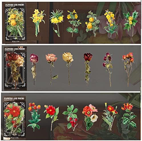 BLEDS 141 PCS Scrapbook Stickers Supplies, 120 PCS Nature Flower Self-Adhesive Stickers Plus 21PCS Big Size Scrapbooking Stickers Journaling Kit for Junk Journal Craft Card Making Decorative