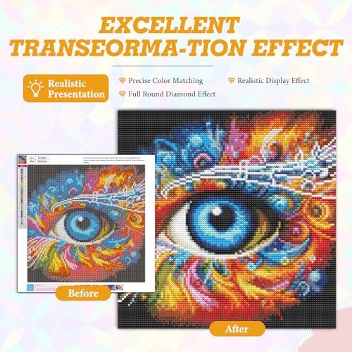 Kalonyth Eye Diamond Art Kits for Adults Beginners 14x14 in, DIY Craft Gift