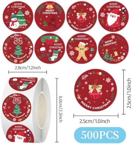500Pcs Christmas Stickers Round Holiday Envelope Seals