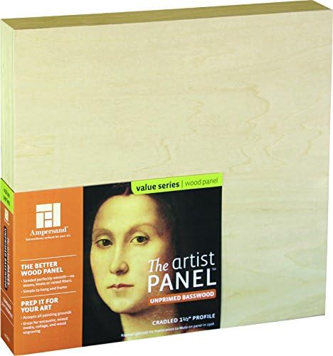 Ampersand Art Supply Unprimed Basswood Artist Panel, 1-1/2" Cradled Profile, 4"x4"