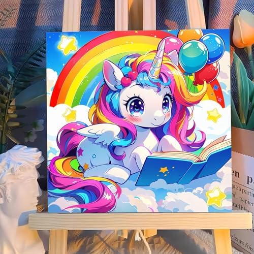 Reivworl Cartoon Paint by Numbers Kit for Kids with Frame 8×8 inch