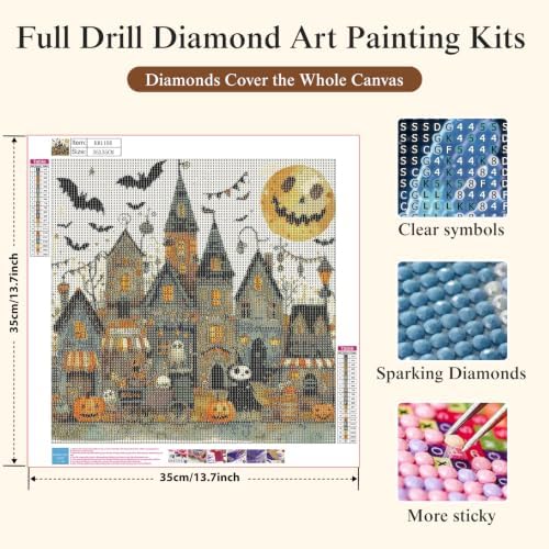 5D Halloween Town Diamond Painting Kits for Adults, Diamond Art Kits