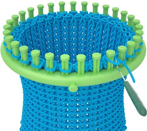 READAEER Knitting Loom Kit with Pompom Maker, Round Knitting Loom for Hat, Rectangular for Blanket Scarf Shawl, Knitting Loom Kit for Beginner