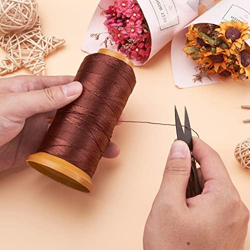 601Yards 0.5mm Nylon Sewing Thread Polyester Leather Cord Coffee Beading String Macrame Cord Rope for DIY Necklace Bracelet Handcraft Leather Sewing Bookbinding