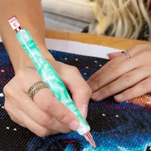 RaySoar Diamond Art Pens Diamond Art Tools Painting Pen with Screw Metal Tips Multi-Placer Tool Accessories for Adults Gem Rhinestone Picker Stylus Green White