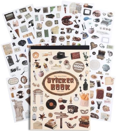 Washi Stickers Set Vintage Aesthetic Sticker Book for Journaling, DIY Decorative Paper Sticker Decals for Bullet Journal Art Scrapbooking Diary Card Craft Gift Album (Aesthetic Style 5)